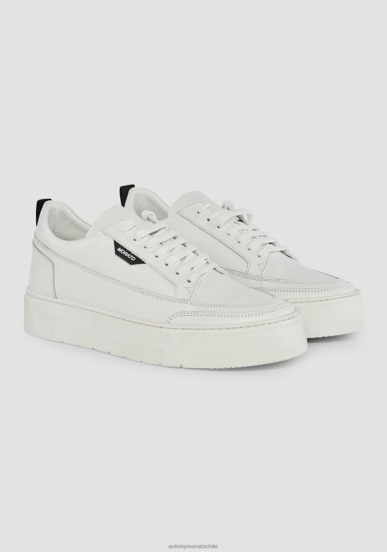 4R2JF301 calzado hombres Antony Morato blanco zapatillas bajas flint de cuero
