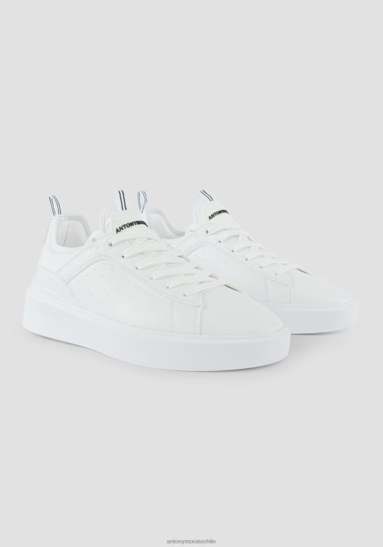 4R2JF320 calzado hombres Antony Morato blanco Zapatillas bajas barnet de piel sintética abatanada con calcetines de tejido elástico tono sobre tono