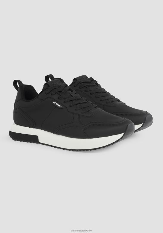 4R2JF321 calzado hombres Antony Morato negro Zapatillas deportivas bajas running tonic de piel sintética