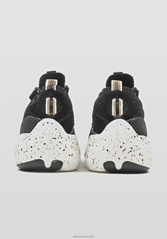 4R2JF325 calzado hombres Antony Morato negro zapatillas running oslo de punto con detalles de ante sintético