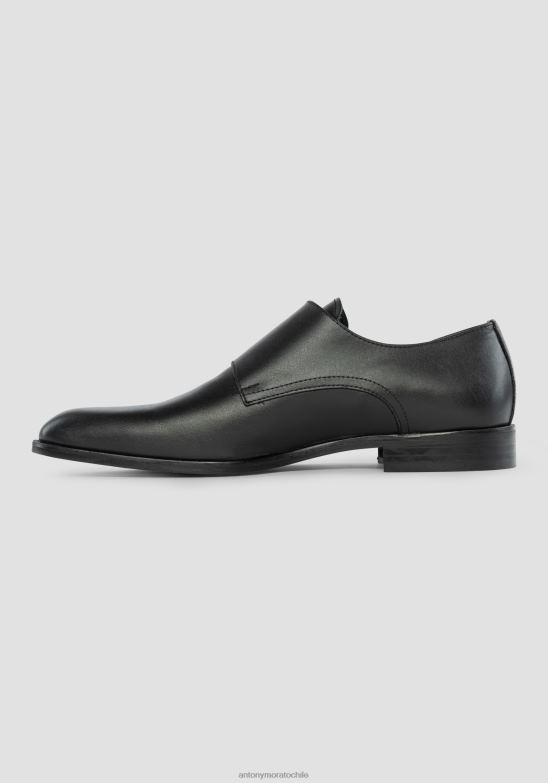 4R2JF332 calzado hombres Antony Morato negro Zapatos Monk Jason de piel con doble hebilla
