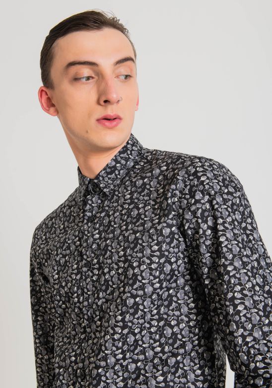 4R2JF112 ropa hombres Antony Morato 9074 camisa napoli slim fit de suave algodón estampado