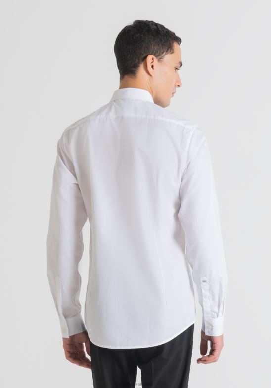 4R2JF134 ropa hombres Antony Morato blanco Camisa paris slim fit de planchado fácil de puro algodón suave al tacto con botones ocultos