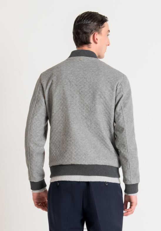 4R2JF20 ropa hombres Antony Morato mezcla gris medio Cazadora bomber slim fit de sarga de mezcla de viscosa elástica