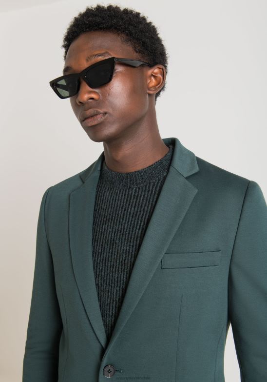 4R2JF28 ropa hombres Antony Morato 4076 Chaqueta ashe de corte superentallado en tejido de mezcla de viscosa elástica de color liso