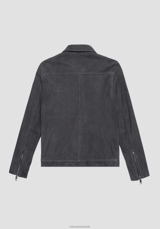 4R2JF2 ropa hombres Antony Morato 9074 chaqueta entallada de ante auténtico