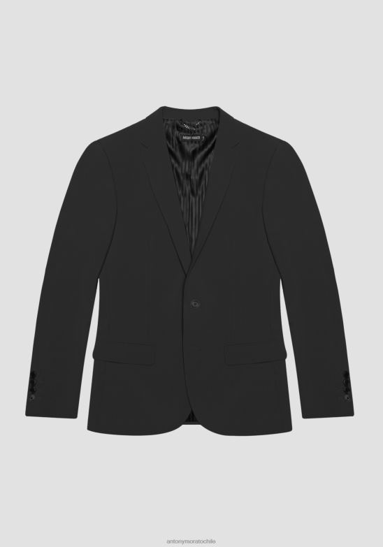 4R2JF35 ropa hombres Antony Morato negro Chaqueta bonnie slim fit de tejido mixto de viscosa elástica