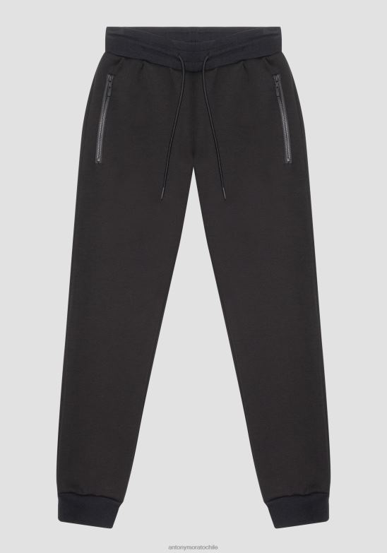 4R2JF219 ropa hombres Antony Morato negro Pantalones de chándal slim fit en neopreno elástico en mezcla de viscosa