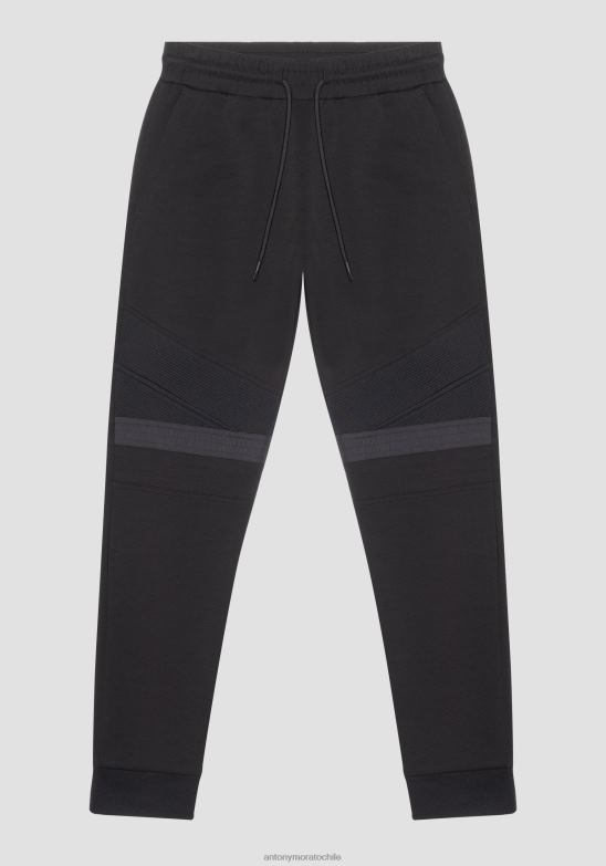 4R2JF238 ropa hombres Antony Morato negro Pantalón super slim fit en tejido de mezcla de algodón con contraste en nailon shioze