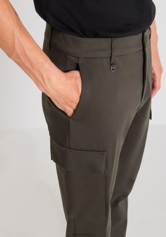 4R2JF249 ropa hombres Antony Morato 4075 Pantalón bjorn skinny fit de mezcla de algodón elástico con bolsillos laterales y cremallera en el bajo