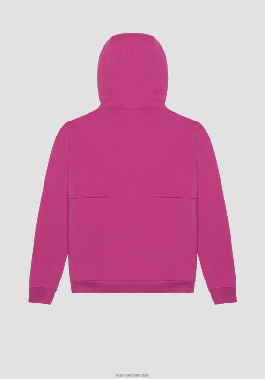 4R2JF45 ropa hombres Antony Morato 5096 sudadera regular fit en mezcla de algodón con logo frontal