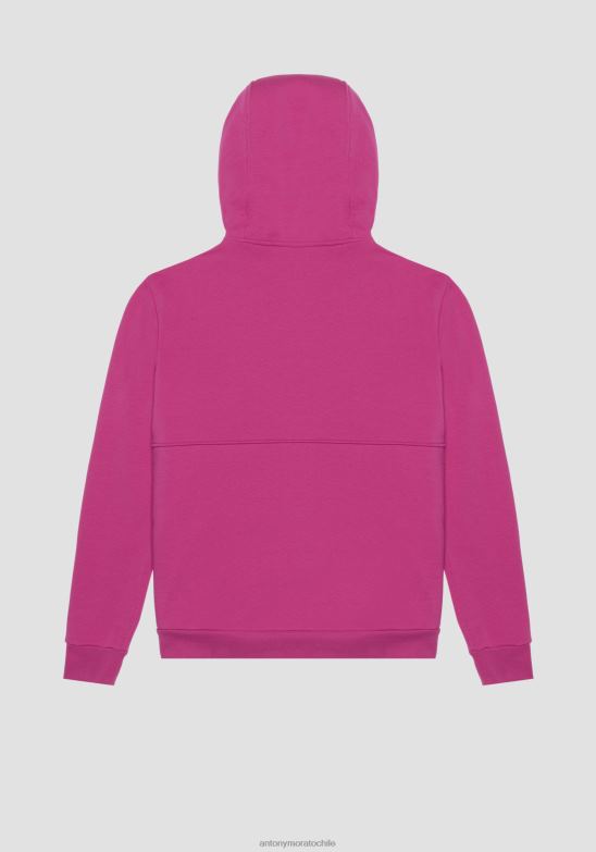 4R2JF45 ropa hombres Antony Morato 5096 sudadera regular fit en mezcla de algodón con logo frontal