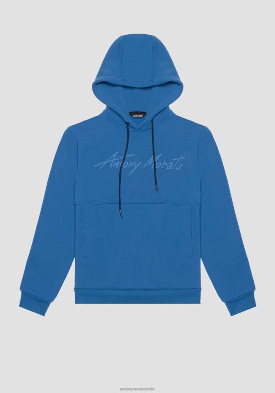 4R2JF49 ropa hombres Antony Morato 7117 sudadera regular fit en mezcla de algodón elástico con logo bordado