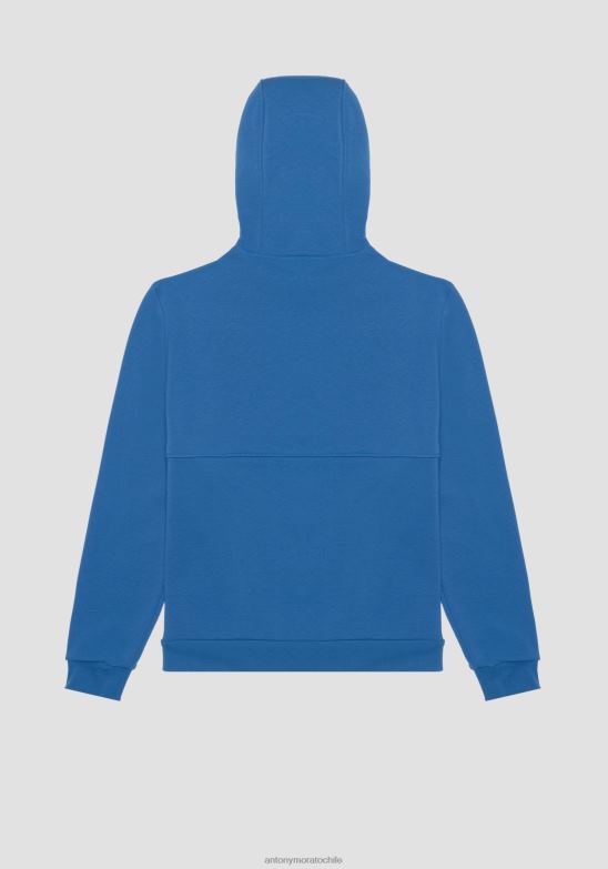 4R2JF49 ropa hombres Antony Morato 7117 sudadera regular fit en mezcla de algodón elástico con logo bordado